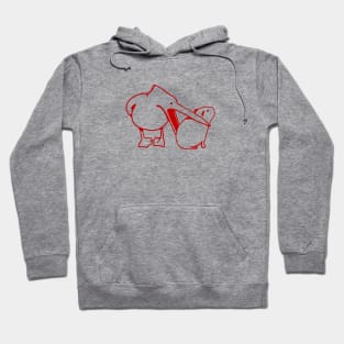 Minimalist art of a funny event with Pelican and Capybara in red ink Hoodie